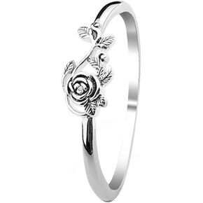 Tiny Rose Flower Wedding Ring Vintage Stacking Promise Love Engagement Statement Band Delicate Everyday Ring for Women Minimalist Personalized Jewelry Birthday Anniversary Valentine's Day Gifts
