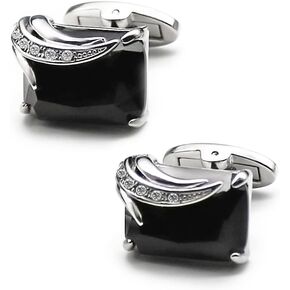 Black Men‘s Cufflinks Business Dresses Wedding Cufflinks For Men Rhinestones With Black Glass And Crystal Elements Men's Jewellery