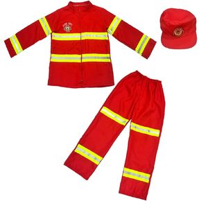 ZUYPSK Kids Fireman Dress Up Pretend Play Outfit Halloween Role Play School Drill Uniform Suit