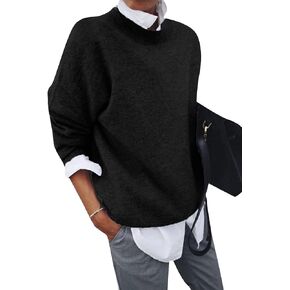 Womens Winter Sweaters Lapel Collar 2 in 1 Style Blouse Solid Long Sleeve Pullovers