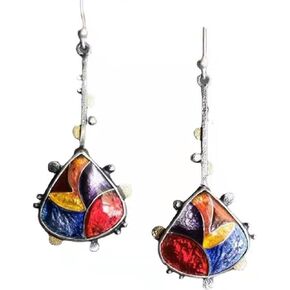 Bohemian Retro Drop Dangle Earrings Creative Color Matching Enamel Earrings For Women Girls