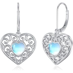 Earship Moonstone/Music Note/Filigree/Stethoscope Dangle Drop Earrings Silver Leverback Earring for Women Girl Friends Jewelry Gifts for Valentine's Day Christmas Birthday Anniversary Graduation