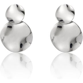 Double Drop Dangle Earrings for Women Silver Round Trendy Costume Jewelry for Girls with Gifts Box