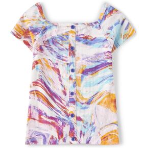 The Children's Place Girls' Short Sleeve Printed Rib Top
