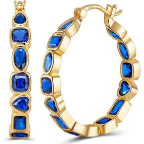 925 Sterling Silver Post Hoop Earrings for Women Multcolors Cubic Zirconia Gold Plated Christmas Birthday Party Jewelry Gifts for Women Gilrs weinuo
