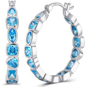 925 Sterling Silver Post Hoop Earrings for Women Multcolors Cubic Zirconia Gold Plated Christmas Birthday Party Jewelry Gifts for Women Gilrs weinuo