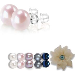 Pearl Earrings for women | Hypoallergenic Sterling silver studs Earrings with Genuine AAAAA Cultured Pearls8mm-10mm,Pearl studs Earrings