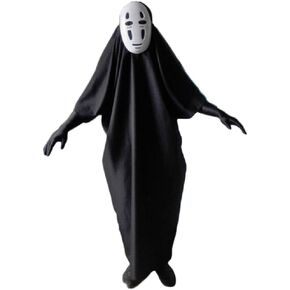 GK-O Anime No Face Kaonashi Cosplay Costume with Purple Mask+Clothes+Gloves