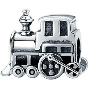 Flight Charms 925 Sterling Silver I Love Travel Charms for Pandora Bracelets Birthday Christmas Charms for Women (Train Charm)