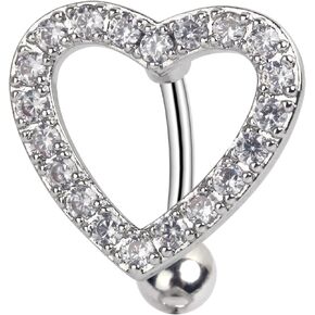 CrazyPiercing Heart Belly Button Rings Paved CZ Navel Ring 14G Dangle Belly Rings Stainless Steel Navel Heart Piercing Jewelry for Women, 14G, Stainless Steel Cubic Zirconia, cubic zirconia in Kuwait