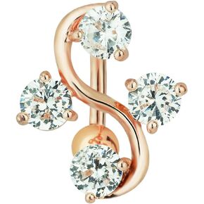 Forbidden Body Jewelry Surgical Steel Rose Gold IP Sexy Vine Reverse Mount CZ Crystal Belly Button Ring