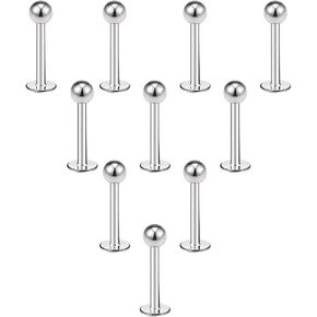 CrazyPiercing 10 قطعة 16 جرام الفولاذ المقاوم للصدأ 3 مللي متر الكرة Labret مونرو الشفاه الدائري/الزنمة/اللولب القرط مربط الحديد هيئة ثقب المجوهرات in Kuwait