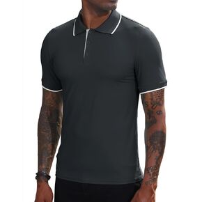 Poriff Mens Polo Shirt Athletic Quick Dry Fit Golf Shirts Short Sleeve T Shirt Moisture Wicking Summer Shirt
