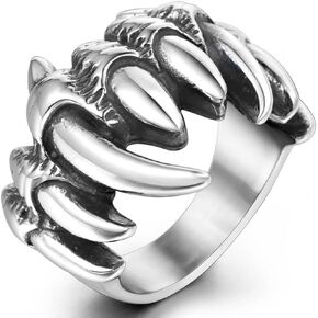 Jude Jewelers Stainless Stee Retro Vintage Gothic Death Wolf Teeth Skull Cocktail Party Biker Holiday Ring