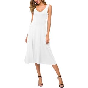 Urban CoCo Women's Summer Casual Sleeveless Flared Midi Dress Swing T-Shirt Dresses with Pockets