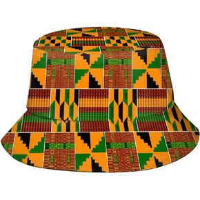 African Print Unisex Bucket Hat Beach Sun Hat Fishing Hat for Men Women Teens,Summer Outdoor Travel Hiking Caps Black