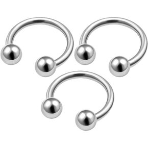 MATIGA 3Pcs Surgical Steel 20g-14g horseshoe earring Piercing Jewelry Cartilage Septum Nose Tragus Eyebrow Daith Helix More Choices