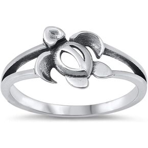 Unique Sea Turtle Animal Ring New .925 Sterling Silver Band Sizes 4-10