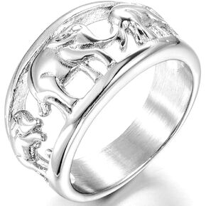 Jude Jewelers Stainless Steel Elephant Wedding Band Cocktail Party Ring