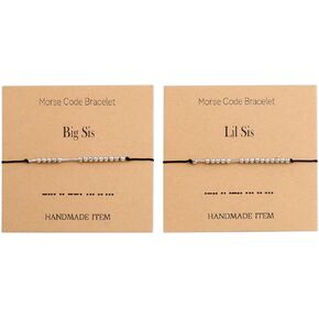 BEKECH Big Sis Little Sis Morse Code Bracelet Soul Sister Twins Jewelry for 2 Best Friend Multiple Sister Daughter Gift