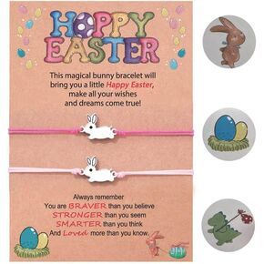 HGDEER Easter Bunny Gifts for Girls, Bunny Meaningful Bracelet with Gift Message Card and Stickers in Kuwait