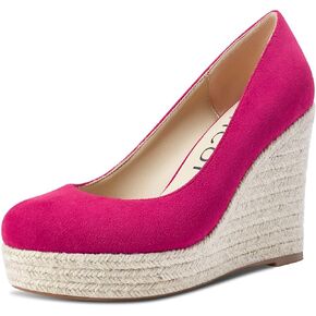 Aachcol Women Wedge Pumps Braid Platform High Heel Close Round Toe Sandals Slip-on Dress Shoes Classic Wedding Party 4 Inche