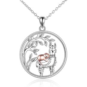 ONEFINITY Sloth Llama Necklace Sterling Silver Sloth Dinosaur Alpaca Pendant Necklaces for Women Girls Jewelry Gifts