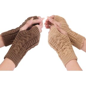 Olbye قفازات نسائية بدون أصابع، قفازات كروشيه بفتحة إبهام لتدفئة اليد، قفازات ناعمة لتدفئة الذراع، قفازات المعصم للنساء والفتيات in Kuwait
