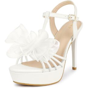 Perphy Platform Heeled T Strap Mesh Slingback Stiletto High Heel Sandals for Women