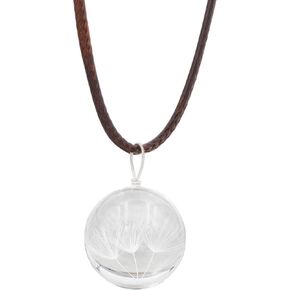 Dandelion Necklace Real Dandelion Seed Inlaying Crystal Ball Necklace Dried Pressed Flower Pendant Necklace Flower Lovers Gift