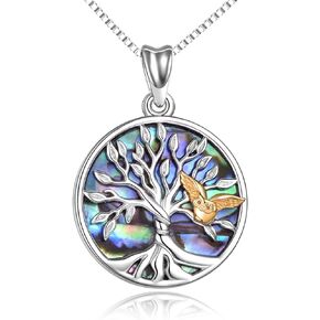 Tree of Life Necklace for Women Sterling Silver Family Tree of Life Owl Pendant Necklace Jewelry Gifts for Women Teens Girls Mom Daughter Wife Girlfriend