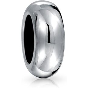 Basic Simple Plain Thin Spacer Stopper Bead Charm For Women Black Rubber Center Polished.925 Sterling Silver Fits European Bracelet