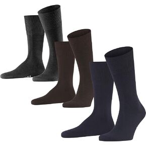 FALKE Airport Premium Dress Sock Workday Bundle, Size 8-9, Black Blue Brown