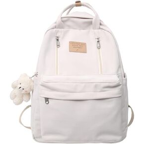 JHTPSLR Preppy Backpack with Plushies Cute Vintage Backpack for School Girls Light Academia Bookbags Preppy Aesthetic Backpack (Black)