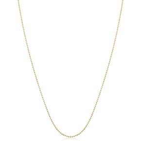 Kooljewelry Yellow Gold Plated Silver or Sterling Silver Bead Ball Chain Necklace For Women (1 mm, 1.2 mm, 1.5 mm or 1.8 mm - Sizes from 14 to 30 inches long)
