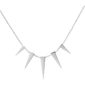 555Jewelry Womens Figaro Chain Stainless Steel Spiky Triangle Pendant Necklace