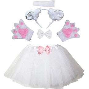 Kirei Sui Kids Animal Costume Black White Panda Tiger Monkey Bear Sheep Tutu Ear Headband Bow Tie Tail Paws Set
