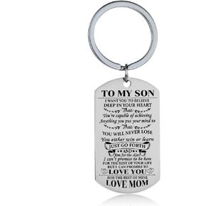 YEEQIN Son Keychain Key Ring Believe Inspirational Gifts From Dad Mom Birthday Graduation Christmas Gifts
