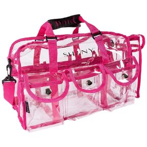 SHANY Cosmetics Shany clear pvc makeup bag - large professional makeup artist rectangular tote with shoulder strap and 5 external pockets