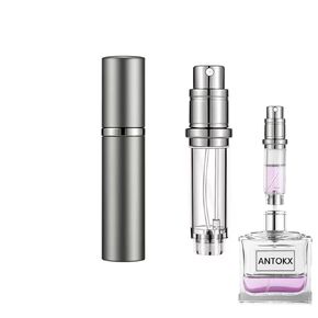 زجاجة عطر للسفر قابلة لإعادة الملء - رذاذ عطر 5 مل، موزع عطر للجيب، حقيبة مضخة رائحة، بخاخ عطر محمول مانع للتسرب للنساء والرجال (أسود)