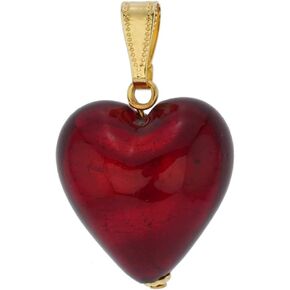Glass Of Venice Murano Glass Blown Red Heart Pendant Necklace for Women - Handmade in Italy
