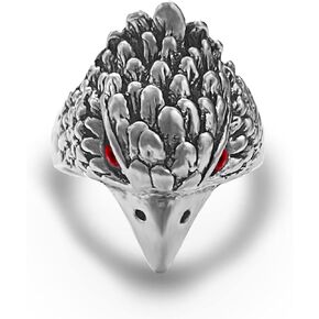 MYLYAHY Retro Vintage Silver Eagle Ring for Women Men,Thick Silver Plated Stainless Steel hawk Rings,Cool Punk Biker Cocktail Party Rings Jewelry Gift
