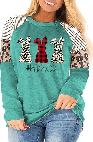 Womens Easter Shirt Plus Size Bunny Rabbit Graphic Tees Happy Easter Bunny Tops Funny Spring Shirts in Saudi Arabia