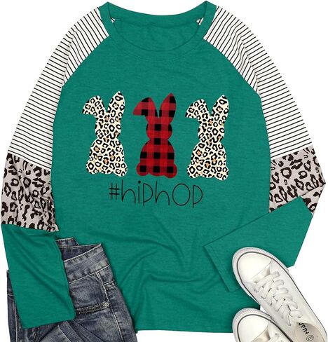 Womens Easter Shirt Plus Size Bunny Rabbit Graphic Tees Happy Easter Bunny Tops Funny Spring Shirts in Saudi Arabia
