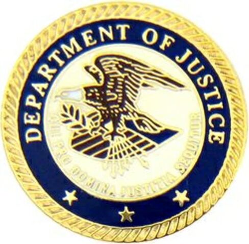 Department of Justice Lapel Pin or Hat Pin, Gold, Blue, 7/8" in Saudi Arabia