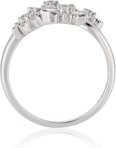 Jewelili Enchanted Disney Fine Jewelry من الفضة الإسترليني مع خاتم Elsa Snowflake من الألماس بنسبة 1/10 Cttw in Saudi Arabia