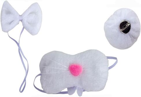 أبيض رمادي وردي آذان الأرنب عقال ذيل الأنف وربطة عنق الأرنب زي الملحقات لعيد الفصح in Kuwait