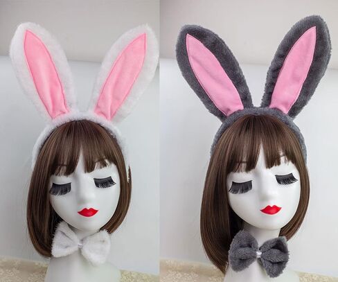 أبيض رمادي وردي آذان الأرنب عقال ذيل الأنف وربطة عنق الأرنب زي الملحقات لعيد الفصح in Kuwait