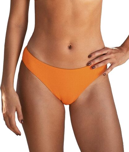 CUPSHE Women's Bikini Bottom Textured Low Waisted Middle Cut Solid Orange in Saudi Arabia