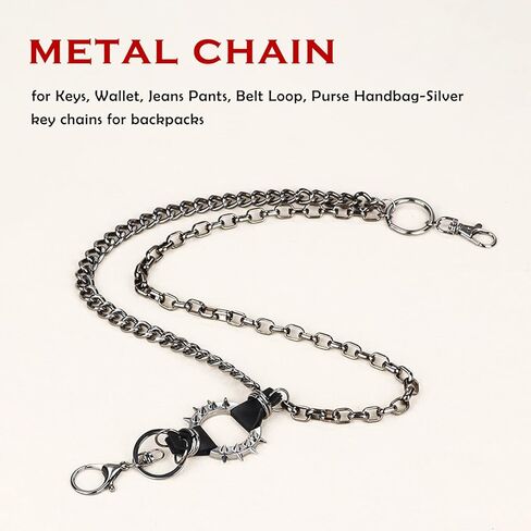 سلسلة مفاتيح جيب للرجال والنساء، اكسسوارات هيب هوب بانك قوطي لراكبي الدراجات النارية الثقيلة، لون اسود، مقاس L in Kuwait